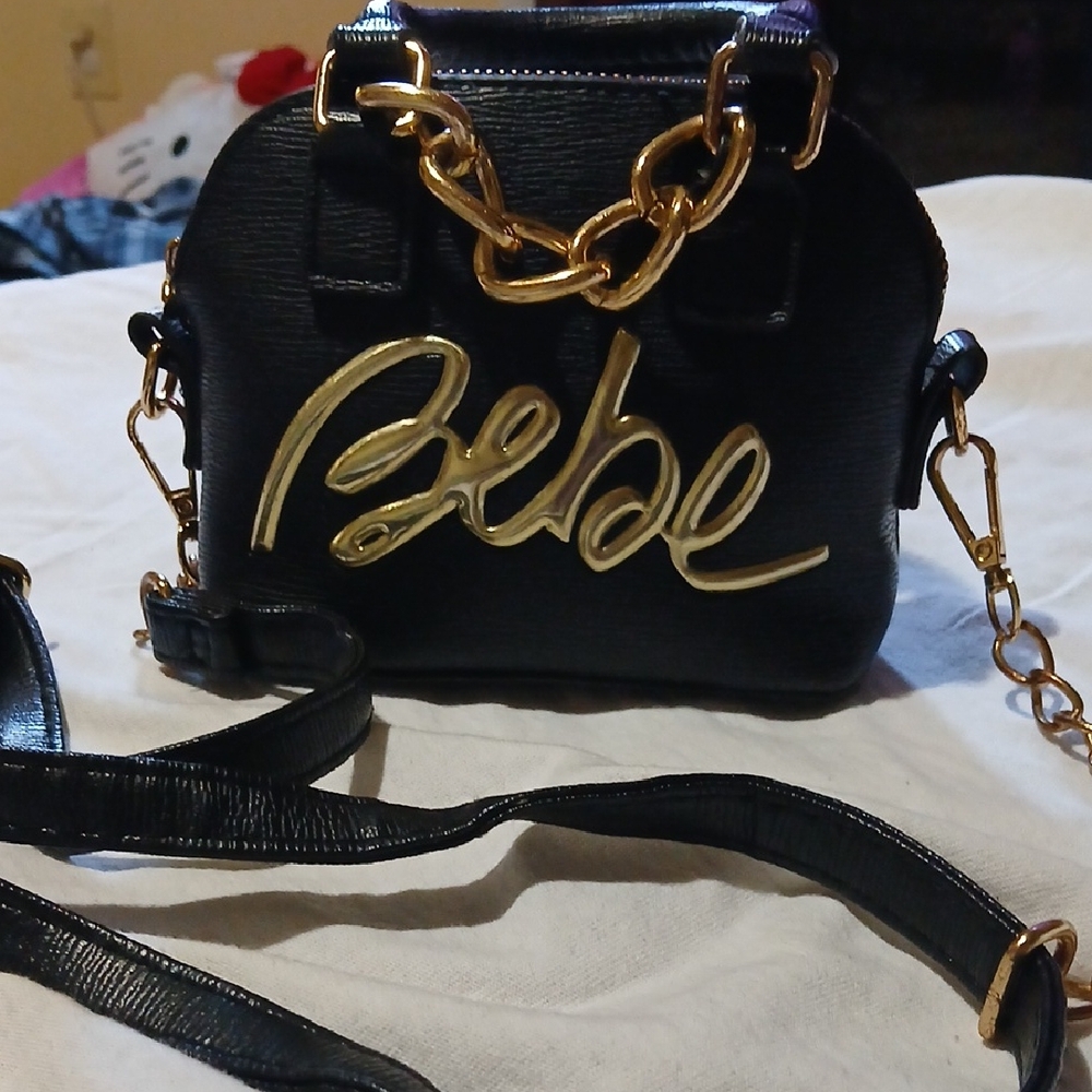 Bebe Mini Bag in Black with Gold Chain